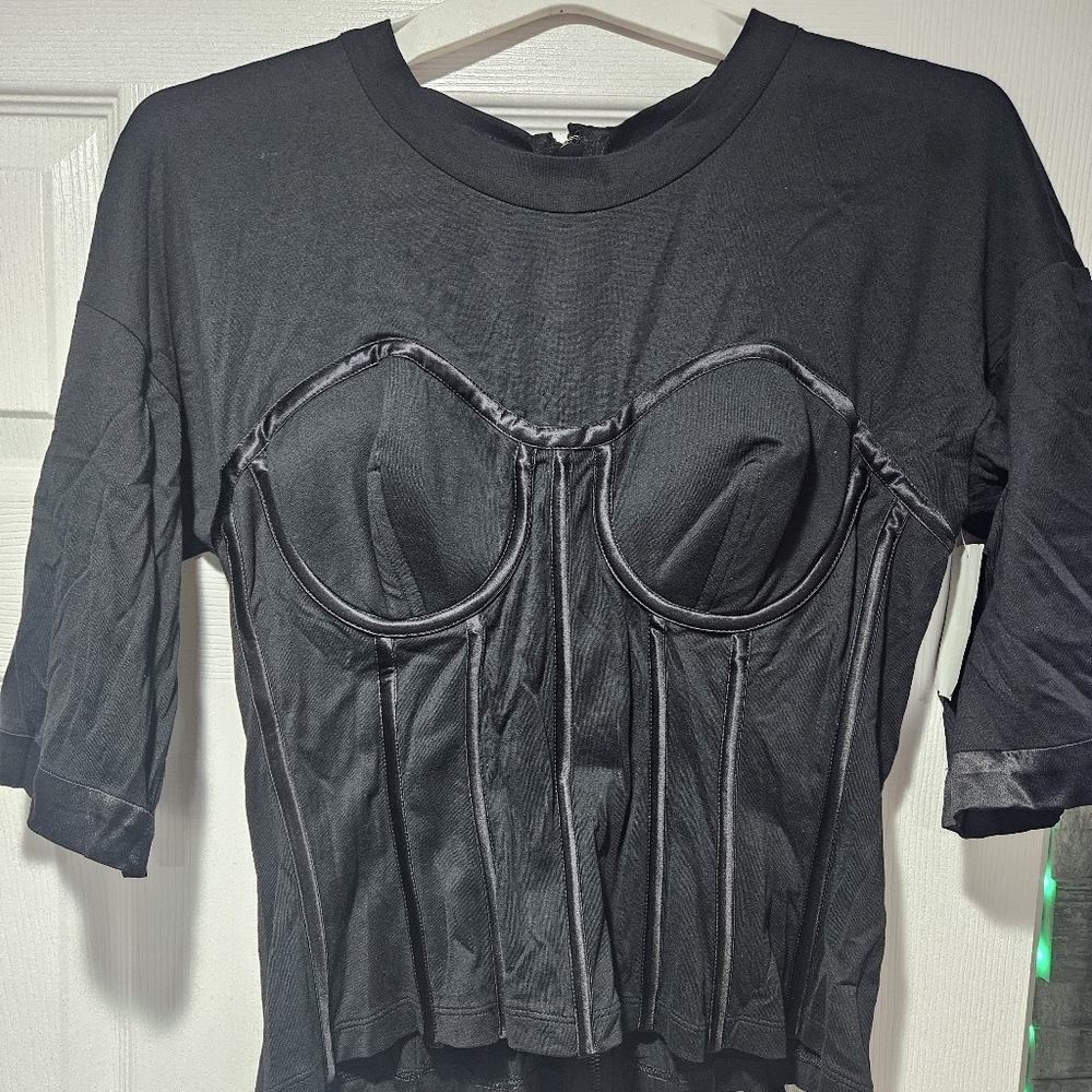DOLCE & GABBANA women's black bustier t-shirt in black sz 46